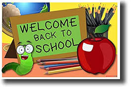 A school supplies and a signDescription automatically generated